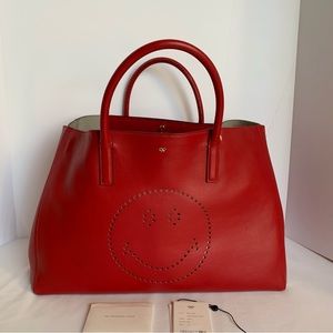 Anya Hindmarch 💥 NWT 💥 Red Ebry Smiley Tote